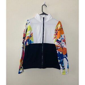 New York & co. splatted sleeves zip sweater size small